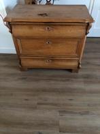 Antiek houten commode met 3 lades massief, Antiek en Kunst, Ophalen
