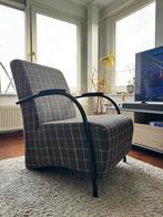 Grijze fauteuil met streeppatroon, Huis en Inrichting, Fauteuils, Ophalen, Gebruikt, 75 tot 100 cm, Stof