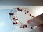 Antieke lange ketting Boheems granaat + Murano opaline kraal, Verzenden, Overige materialen, Ketting, Met edelsteen