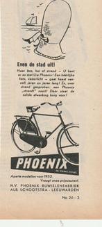 Retro reclame 1952 Phoenix Leeuwarden fiets even de stad uit, Verzenden, Overige typen