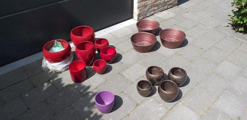 Sets bloempotten / plantenpotten (rode set is weg), Tuin en Terras, Bloembakken en Plantenbakken, Gebruikt, Tuin, Minder dan 30 cm