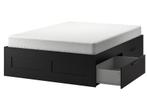 Brimnes 140x200cm bedframe zonder lattenbodem, Huis en Inrichting, Ophalen, Gebruikt, BRIMNES, Zwart