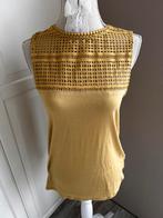 Okergele/mosterdgele top met kant van H&M. Maat XS., Verzenden, Geel, Zo goed als nieuw, Zonder mouw