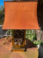 Hollywood Regency Brass tafel lamp, jaren 70, vintage, Minder dan 50 cm, Gebruikt, Ophalen of Verzenden, Hout