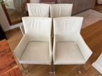 Bert Plantagie leren eetkamerstoelen op wielen wit, Huis en Inrichting, Stoelen, Ophalen, Gebruikt, Wit, Leer