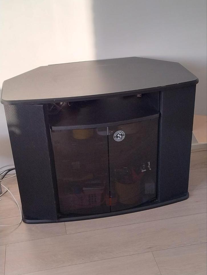 Zwarte TV Meubel met Opbergruimte, Huis en Inrichting, Kasten | Televisiemeubels, Gebruikt, Minder dan 100 cm, 50 tot 100 cm, 25 tot 50 cm