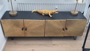 Massief mangohout tv meubel goud