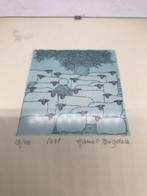 print litho zeefdruk schapen lost hamet brigdale, Antiek en Kunst, Ophalen of Verzenden