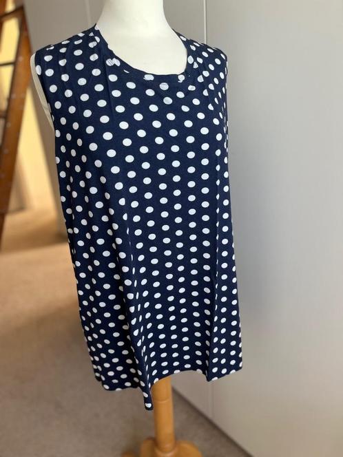 M Style shirt toppolka dot - blauw met witte stippen 46, Kleding | Dames, Grote Maten, Gedragen, Shirt of Top, Blauw, Ophalen of Verzenden