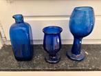 Blauwe glazen en vaasje, Antiek en Kunst, Antiek | Glas en Kristal, Ophalen