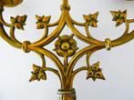 3 Armige kerkkandelaar kandelaar neogotische stijl floraal, Antiek en Kunst, Antiek | Kandelaars, Koper of Brons, Ophalen of Verzenden