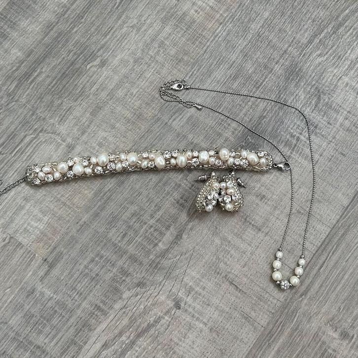 DRKS Sieraden set, Sieraden, Tassen en Uiterlijk, Kettingen, Zo goed als nieuw, Zilver, Wit, Ophalen of Verzenden