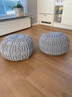 Grijze Gebreide Poef, Minder dan 50 cm, Rond, Ophalen of Verzenden, Zo goed als nieuw