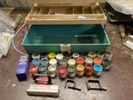 Modelbouw verf kwasten opbergkist + div zie foto's vliegtuig, Ophalen, Gebruikt, Materiaal