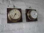 barometer antiek17 bij 17 hout met messing ook op de hoek, Audio, Tv en Foto, Weerstations en Barometers, Ophalen of Verzenden