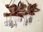 Houten vogel wandhanger decohangers wit libelle bloem, Ophalen, Nieuw