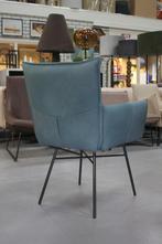 2 luxe eetkamerstoelen SANNE Jess Design leer Aurula Blauw, Huis en Inrichting, Stoelen, Ophalen, Twee, Blauw, Zo goed als nieuw