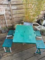 Campingtafel met 4 stoelen in koffer, Ophalen of Verzenden, Gebruikt, Vierkant, Kunststof