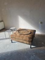 Bruine tafel / poef / voetenbank VT wonen, Huis en Inrichting, Banken | Voetenbanken en Poefen, Ophalen, 75 tot 100 cm, Zo goed als nieuw