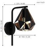 EGLO Carlton Wandlamp Vintage Zwart/Koper, Ophalen of Verzenden, Nieuw, Metaal, Vintage