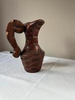 Vintage brutalist houten kan met greep made in Spain h21cm, Huis en Inrichting, Keuken | Servies, Overige materialen, Overige typen