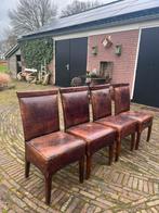 4 schapenleren eetkamerstoelen, Huis en Inrichting, Stoelen, Ophalen of Verzenden, Gebruikt, Bruin, Vier