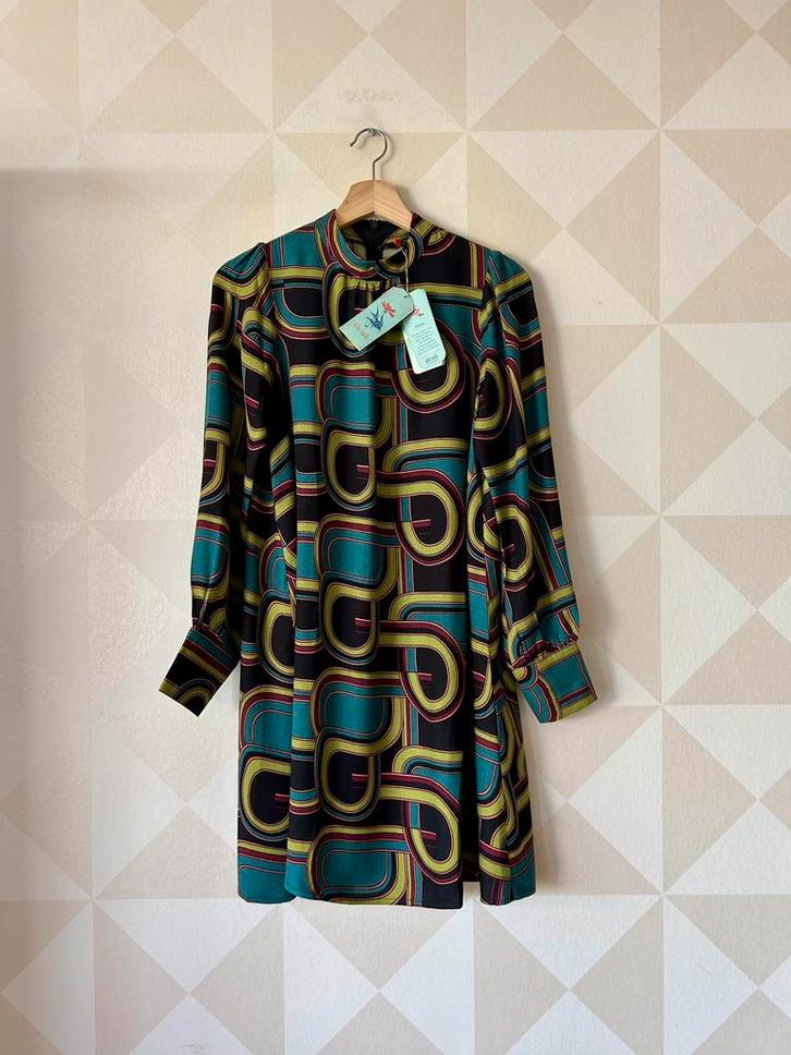 King Louie Sandy Dress jurk zwart retro M/38 NIEUW, Kleding | Dames, Jurken, Nieuw, Maat 38/40 (M), Blauw, Boven de knie, Ophalen of Verzenden