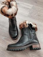 Stoere zwart leren bont leopard panter tijger boots maat 37, Zwart, Lage of Enkellaarzen, Nieuw, Ophalen of Verzenden