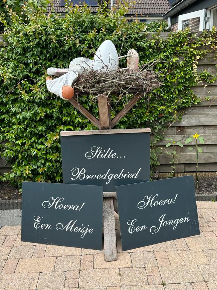 Leuke originele geboorte ooievaar op nest, Kinderen en Baby's, Kraamcadeaus en Geboorteborden, Geboortebord, Ophalen