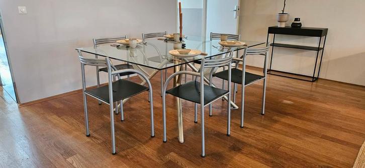 Philippe Starck President M tafel + stoelen - Baleri Italia, Huis en Inrichting, Barkrukken, Gebruikt, 60 tot 90 cm, Metaal, 4 krukken