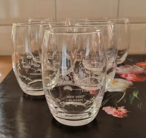 8 Friese elfsteden Glazen, Verzamelen, Glas en Borrelglaasjes, Zo goed als nieuw, Waterglas, Ophalen of Verzenden