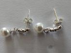 Zilveren oorbellen met parel en mooie zirkonia's (Nieuw), Nieuw, Ophalen of Verzenden, Met edelsteen, Knopjes of Stekers