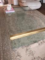 Italiaans vintage design salontafel gehard glas / messing, Huis en Inrichting, Tafels | Salontafels, Ophalen, Gebruikt, Italiaans vintage design