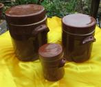 3 Bruine Aardewerk potten, Antiek en Kunst, Curiosa en Brocante, Ophalen of Verzenden