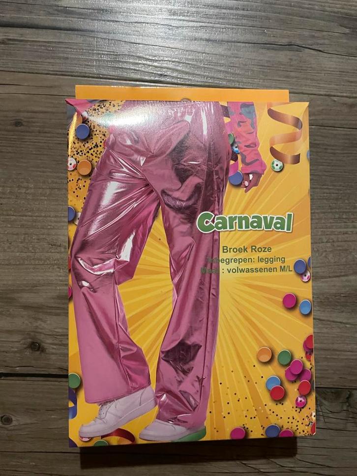 Metallic Roze Broek - Carnaval!, Kleding | Dames, Carnavalskleding en Feestkleding, Zo goed als nieuw, Kleding, Carnaval, Maat 42/44 (L)