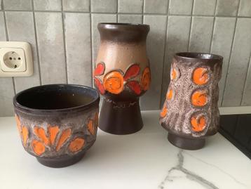 Set Strehla Fat Lava bloempotten / vazen beschikbaar voor biedingen