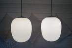 vintage design philips schoollamp hanglamp metaal opaline 2x, Ophalen, Gebruikt, Vintage mid century design, Glas
