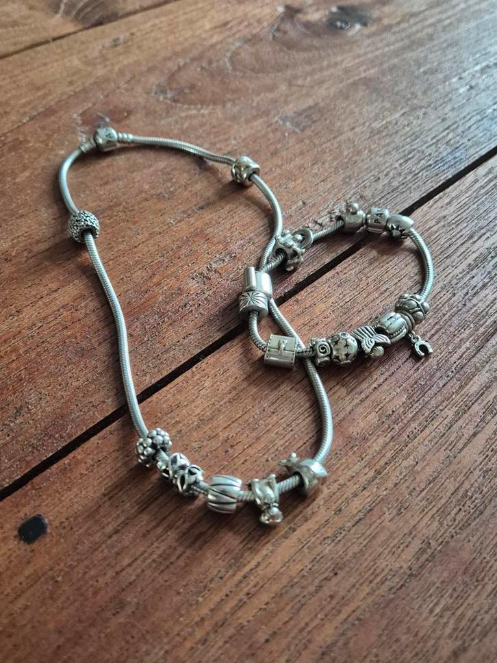 Pandora set 073 ketting armband, Sieraden, Tassen en Uiterlijk, Kettingen, Zilver, Zilver, Ophalen of Verzenden