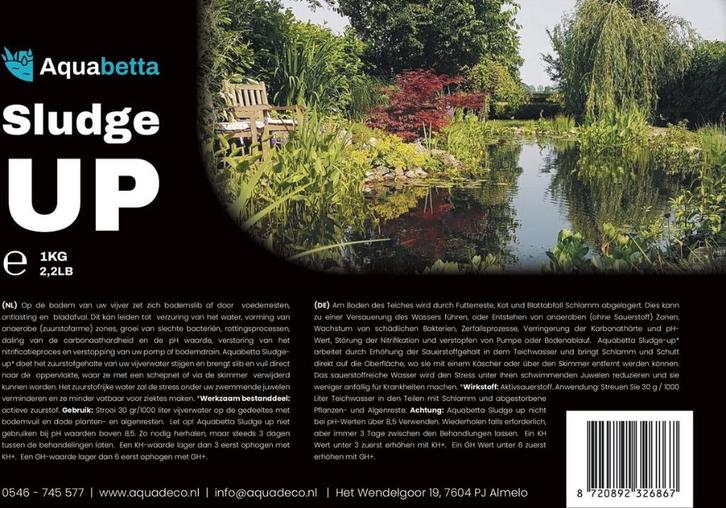 Aquabetta Sludge Up 1kg | Oplossing voor bodemslib, Tuin en Terras, Vijver-toebehoren, Nieuw, Overige typen, Ophalen of Verzenden