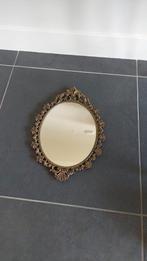 Antieke ovalen spiegel met vergulde metalen omlijsting, Antiek en Kunst, Antiek | Spiegels, Ophalen of Verzenden, Ovaal, Minder dan 50 cm
