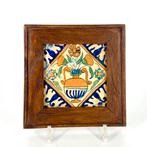 17e eeuwse bloempot tegel in lijst, Ophalen of Verzenden