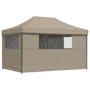 Partytent inklapbaar pop-up met 4 zijwanden taupe beschikbaar voor biedingen