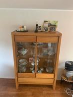 Wit eiken vitrine kast, Ophalen, Glas, Gebruikt, 100 tot 150 cm