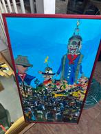 Collectie 12 geschilderde panelen Bergse vastenavond, Ophalen of Verzenden, Zo goed als nieuw, Schilderij, Minder dan 50 cm