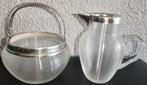 Antieke set draadglas suikerpot en melkkan met zilveren mont, Antiek en Kunst, Antiek | Goud en Zilver, Ophalen, Zilver