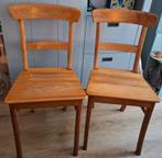 Twee massief teak houten stoelen, Huis en Inrichting, Stoelen, Twee, Bruin, Zo goed als nieuw, Ophalen