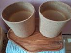 Twee beige achtig bloempotten, Tuin en Terras, Ophalen, Gebruikt, Rond, Aardewerk