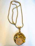 Vintage slangen ketting met  hanger, Sieraden, Tassen en Uiterlijk, Kettingen, Gebruikt, Verzenden, Goud, Overige materialen