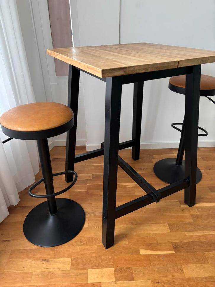 Statafel met krukken, Huis en Inrichting, Tafels | Statafels, Zo goed als nieuw, In hoogte verstelbaar, Ophalen