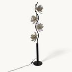 Staande lotuslamp met 4 bloemen, Gebruikt, Vintage, Ophalen of Verzenden, Glas